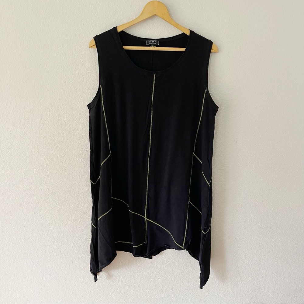 G&C United Knitwear Lagenlook Black Top Tunic Size XL